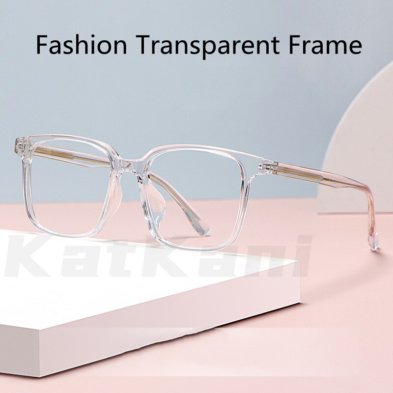 KatKani 패션 투명한 큰 프레임 안경 프레임 트렌드 울트라 라이트 TR90 다각형 안경 광학 처방 안경 6015YT